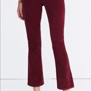 Madewell Cali Demi Burgundy Velvet Pants